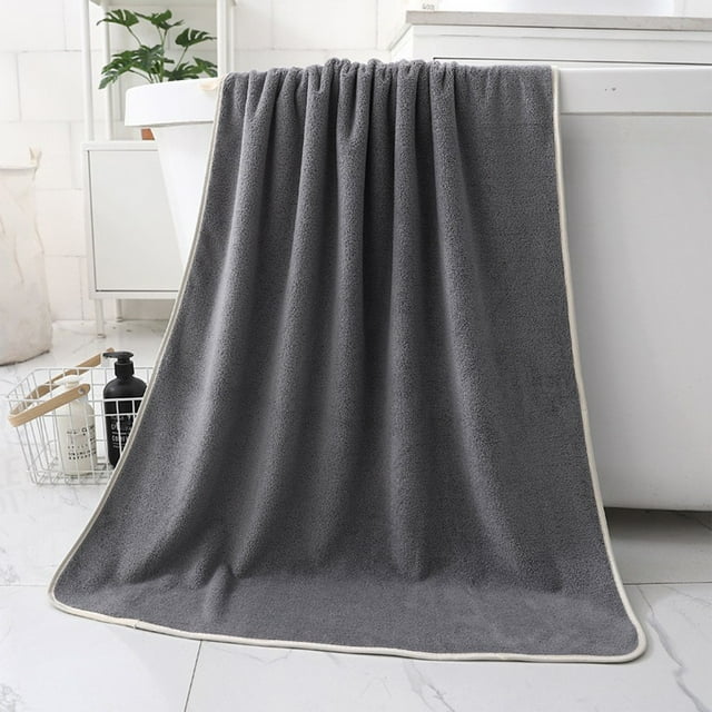 Toalla de baño de microfibra de terciopelo - Toalla de playa y baño grande absorbente de 55"x28", poliéster suave de secado rápido - rosa, gris, azul oscuro, azul claro