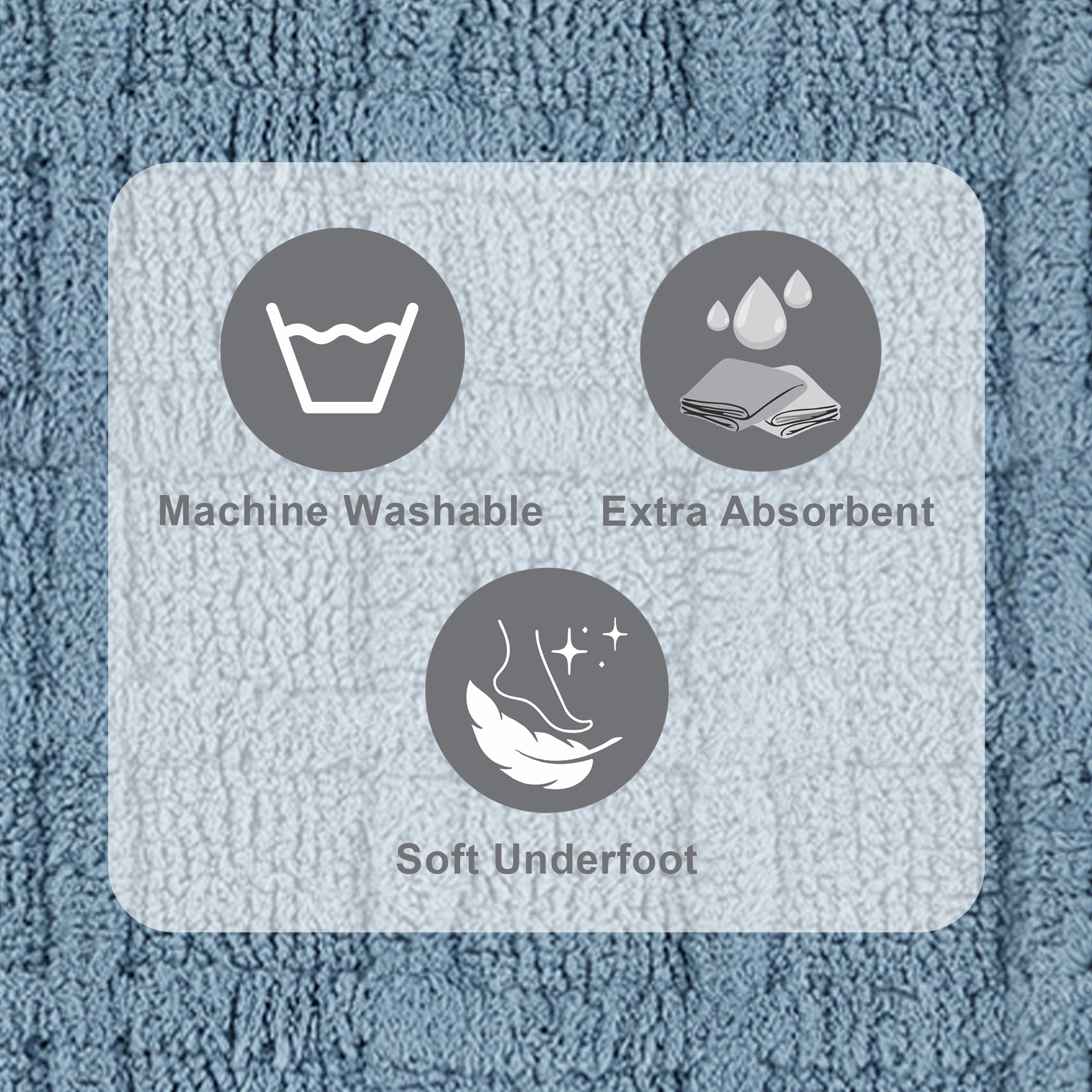 Better Homes & Gardens Spa Grid Bath Rug Set, 2 Piece, Blue Silver, 17" x 24" & 20" x 30"
