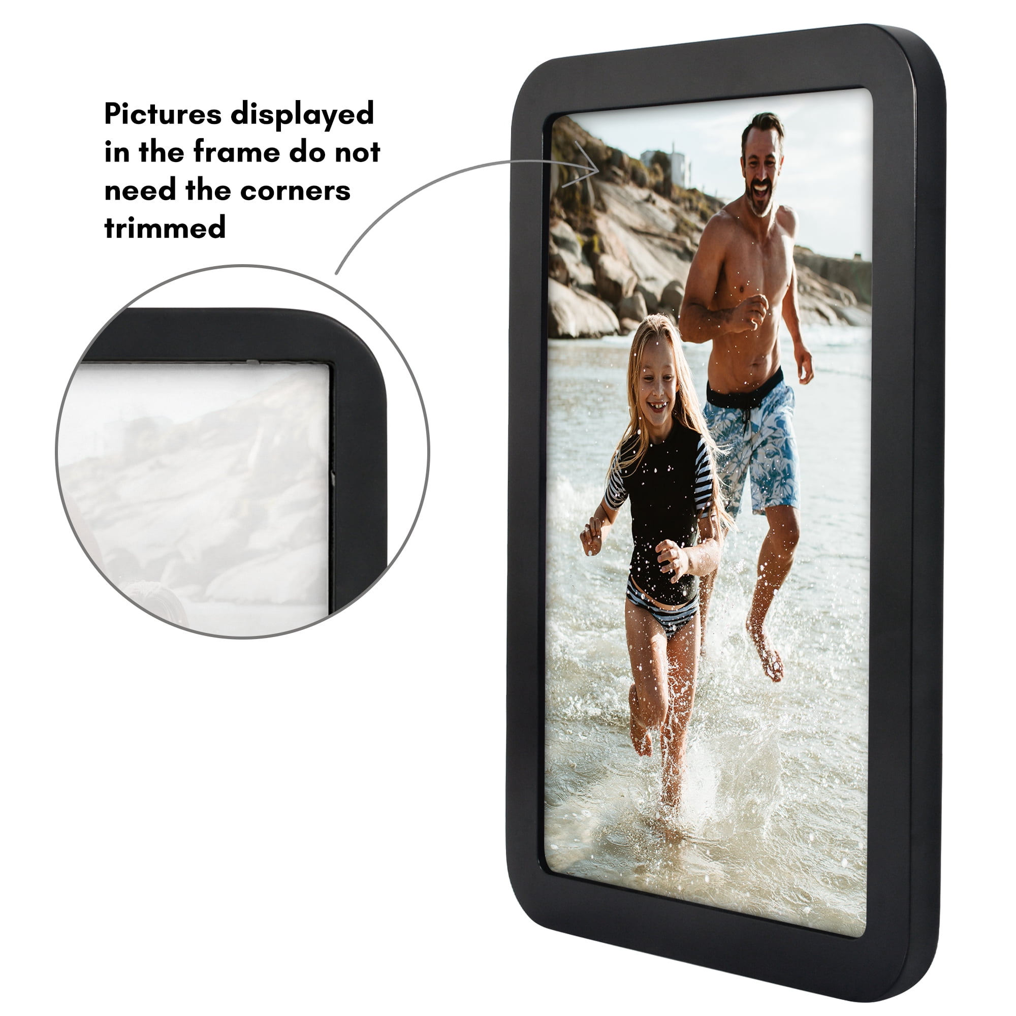 Americanflat 11x17 Picture Frame with Shatter-Resistant Glass Round Corner Molding Mod Collection - Black
