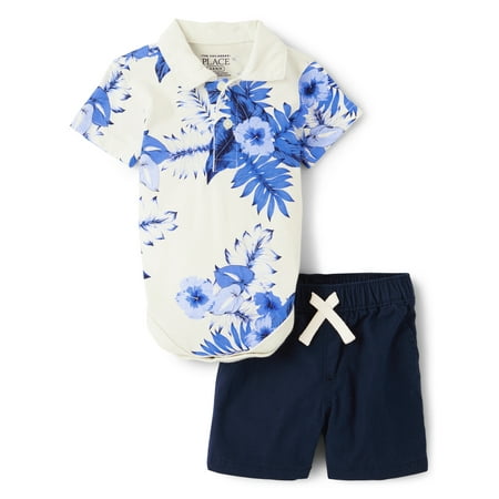 

The Children s Place Baby Boy Two-Piece Woven and Shorts Fashion Set Sizes Newborn-18 Months