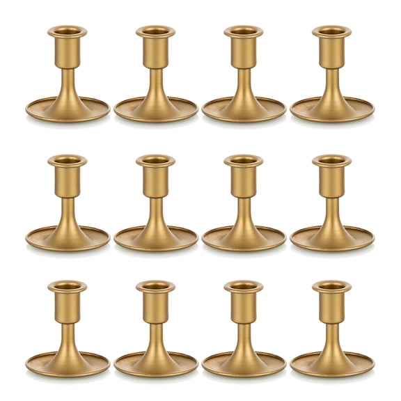Sziqiqi Set of 12 Candlestick Holders Taper Candle Holders: Gold Candle Stick Candle Holder for Table Centerpiece Wedding Reception Festive Christmas Mantel Decoration Elegant Metal Home Decor Party
