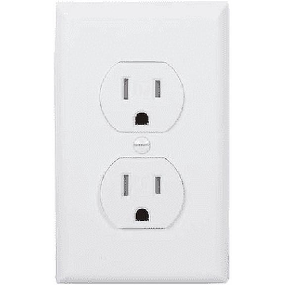 RiteAV 15A Electrical Duplex Receptacle Wall Outlet Plate 1 Gang - White