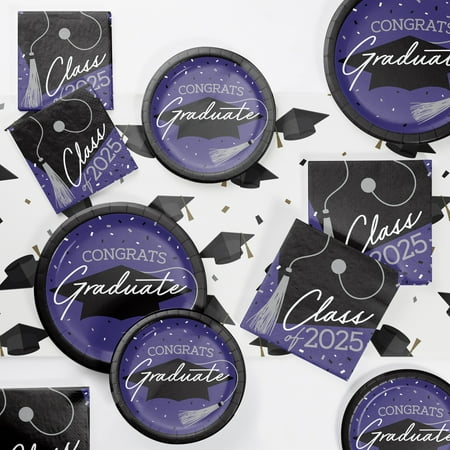 Creative Converting Purple Graduation Class of 2025 Tableware Kit, Serves 18