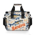 thumbnail image 7 of FORMRS Insulated Cooler Bag 24 Cans Capacity Soft Leakproof Lunch Box with Side Pockets, Blue Sardines Pattern, 7 of 7