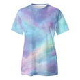 thumbnail image 5 of Shirts for Women Starry Night Print Women's Short Sleeve T Shirt Loose Fit Casual Crew Neck Top, 5 of 5
