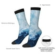 thumbnail image 4 of Gukieu Abstract Ocean Waves Print Contrast Color Mid-calf Socks, Sweat-wicking Athletic Socks, Unisex Clothing Accessories, 4 of 6