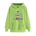 thumbnail image 3 of Fartey Womens Graphic Hoodies Loose Fit Long Sleeve Drop Shoulder Pullover Sweatshirt Casual Drawstring Hooded Sweatshirts with Pockets Green 2XL, 3 of 6