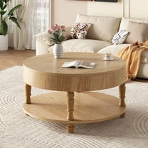 WGYPRIME 31.5" Modern Round Coffee Table, Center Table with Hidden Compartment and Open Lower Shelf, Tea Table for Living Room, Dining Room