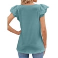thumbnail image 5 of HUBERY Women Square Neck Tiered Ruffle Sleeves Ruched Solid Color Top, 5 of 5