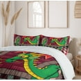 thumbnail image 6 of Ambesonne Cartoon Duvet Cover Sets, Castle with Dragon, 2-King, Ruby Green, 6 of 7