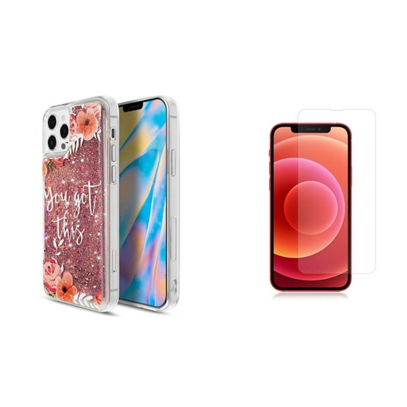 Liquid Glitter Case for iPhone 14 Pro and Glass Screen Protector - You Got This