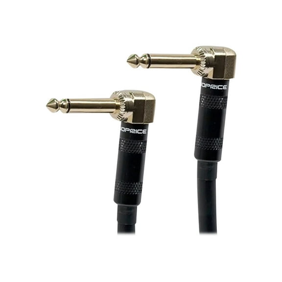 Monoprice Premier Series 3' 16AWG 1/4" TS Right Angle Male to Male Audio Cable Black 109447