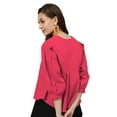 thumbnail image 3 of eloria Women's Top V Neck Full Sleeve Pleated Button Down Cotton T-Shirt, Color: Pink | Size: S, 3 of 6