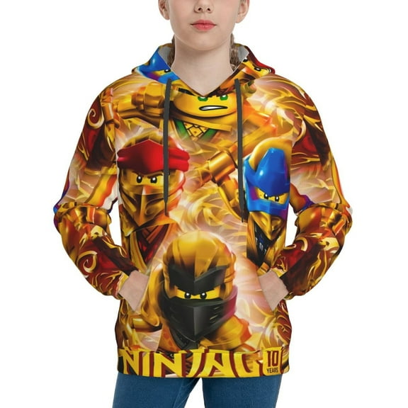 NinJago Boys' Hoodie Realistic 3d Print Graphic Hooded Sweatshirts With Drawstring Medium