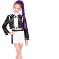 thumbnail image 2 of 2026 Halloween Pop Idol Singer Cosplay Costume for Girls, Fashion Dance Performance Outfit Set with Black Top & White Shorts Set, Halloween Birthday Party Dress for Role Play Stage Performance, 100, 2 of 6
