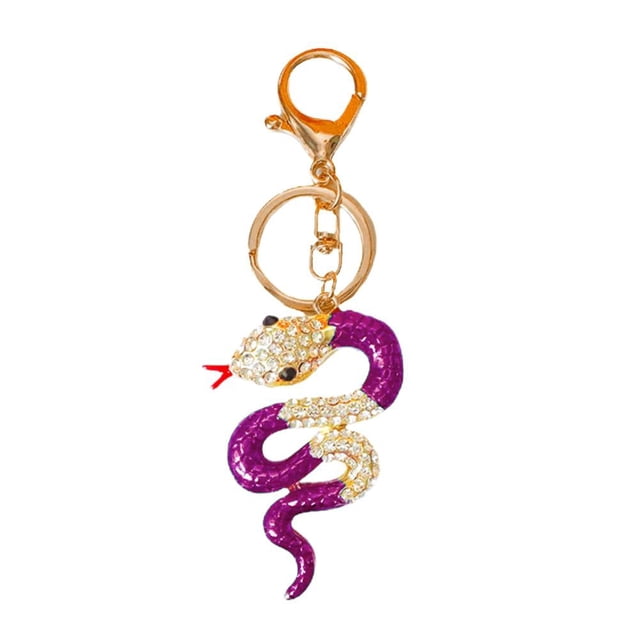 2025 Chinese Snake Year Lucky Keychain,Chinese Fengshui Enamel Keyring,Lucky Snake Rhinestone Keychain for Car Backpack V2Z1