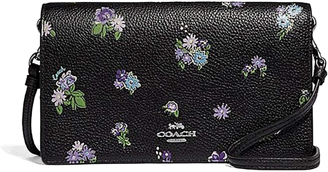 coach black floral purse