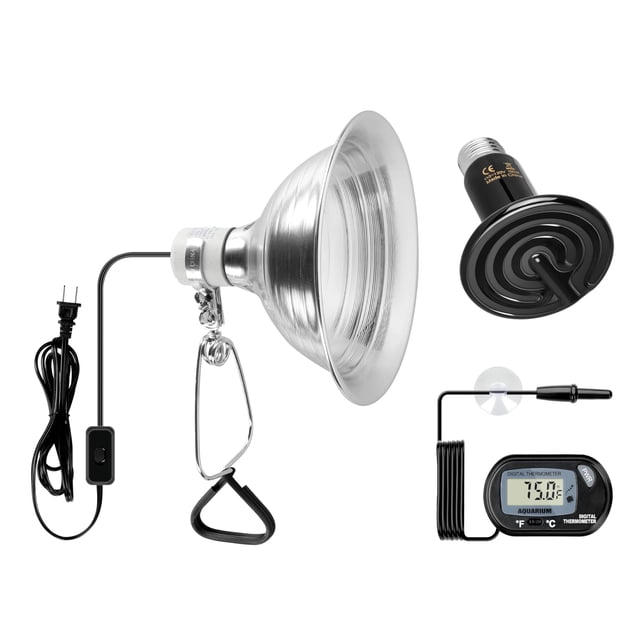 Lámpara térmica y lámpara tipo pinza con reflector para reptiles de 150 W