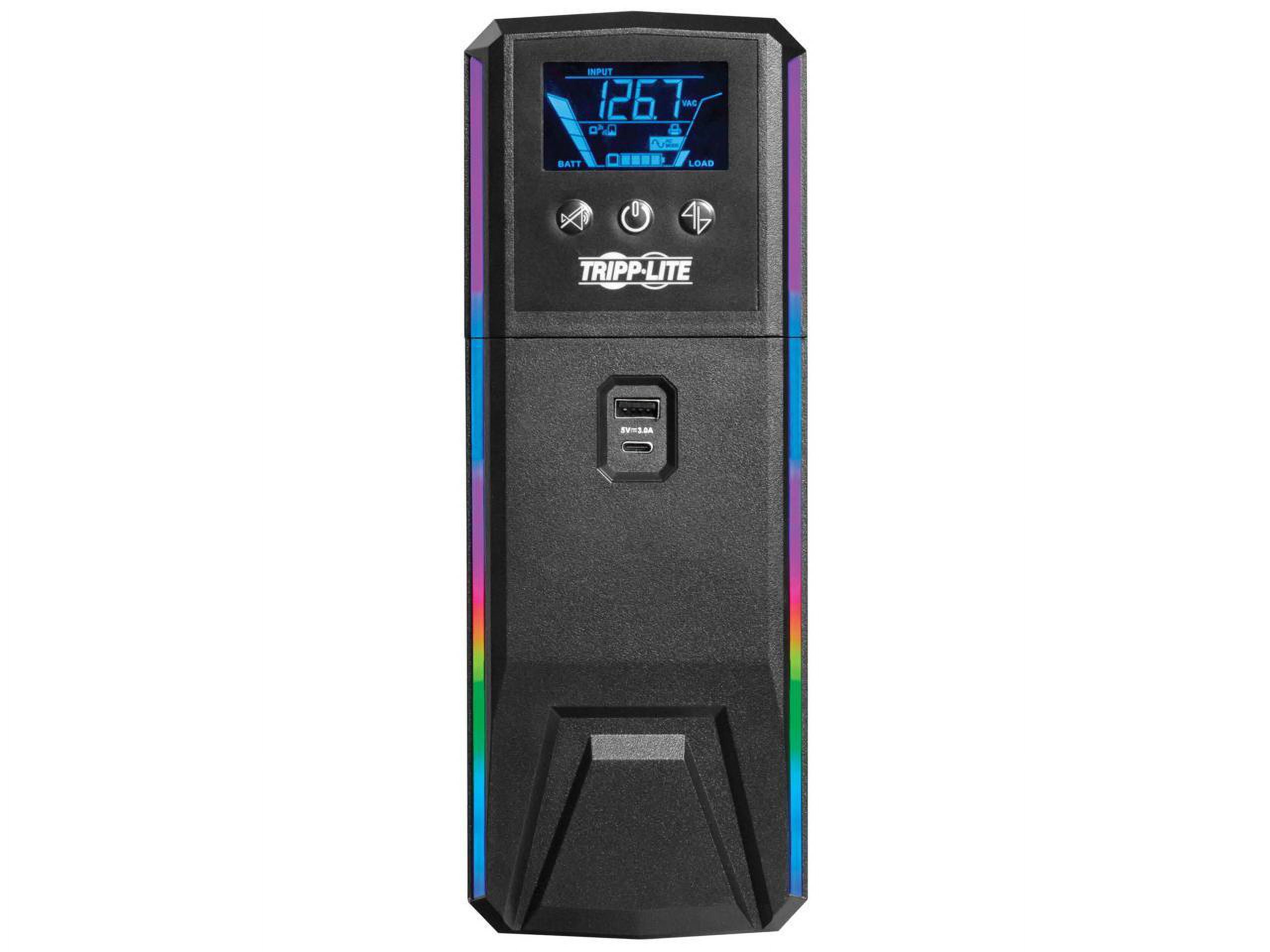Tripp Lite UPS 1200VA 720W 120V Pure Sine Wave Gaming UPS Battery Backup - LCD, AVR, RGB LEDs, USB Charging, Power Saving