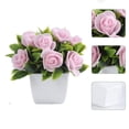 thumbnail image 4 of Artificial Potted Rose Mini Rose Arrangement In A White Squares Pot Ideal For Home And Office Desktop Decor Available In 3 Colors, 4 of 7