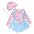 thumbnail image 6 of LRen Toddler Swimsuit Girl 6t Long Sleeve Swimsuit Two Piece Rash Guard Bathing Suit Upf 50+ Summer Swimwear Loose Fit Crew Neck Beachwear Girls Tankini Swimsuit, 6 of 7