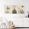 thumbnail image 4 of Green Boho Wall Art Set of 3, Framed Canvas Wall Art Green Polygon Tropical Leaves Abstract Geometric Line Artwork, Mid-Century Modern Wall Prints Poster, Nordic Green Boho Wall Decor for, 4 of 6