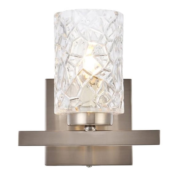 Cassie 1 light bath sconce in satin nickel with clear shade