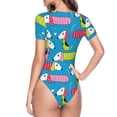 thumbnail image 4 of Naloa Color Dachshund Dog Women's Short-Sleeved Onesie, One-Piece Swimsuit for Parties, dates, clubs - Medium, 4 of 9