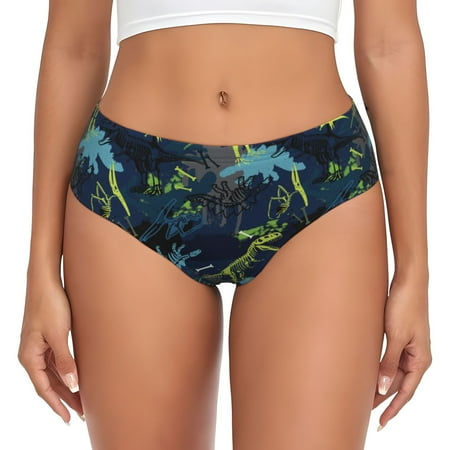 Womens Underwear - Abstract dinosaur No Show Seamless Underwear for Women  Soft Stretch Womens Panties  Hipster Ladies Panties Bikini Underwear Briefs