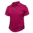 thumbnail image 6 of GrmtClth Men Polo Shirts Summer Fashion Short Sleeve Golf Shirts Basic Quarter Zip Blouses Trendy Collared Outfit with Pocket Purple Pink S, 6 of 6