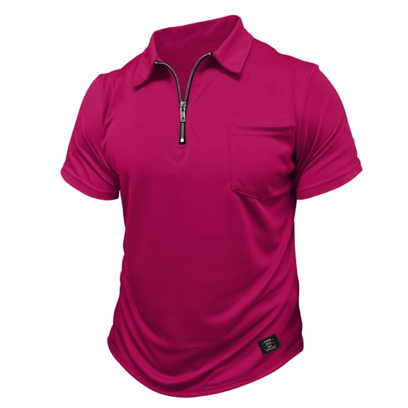 Polo Shirts Mens Short Sleeve Casual Golf Shirt Collared Polo Tee Purple Pink S