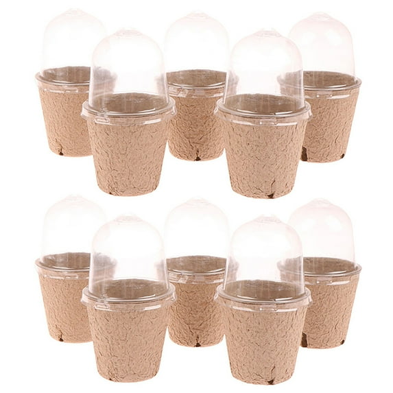 Honrane 10-Pack Biodegradable Nursery Pots with Ventilation Holes and See-Through Dome Lid-Ideal for Flower Germination and Seedlings,Eco-Friendly and Disposable Plant Nursery Pot for Home Gardening