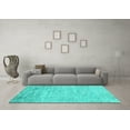 thumbnail image 3 of Ahgly Company Machine Washable Indoor Rectangle Abstract Turquoise Blue Contemporary Area Rugs, 7' x 9', 3 of 4