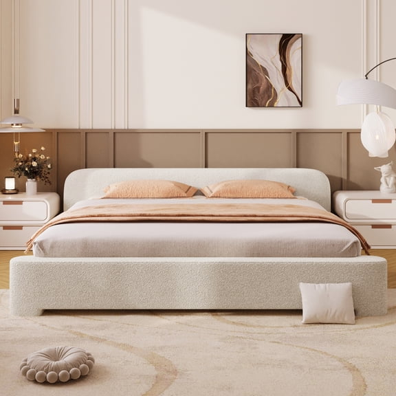 Miekor Furniture Cozy White Bouce Upholstered Bed KING 28865