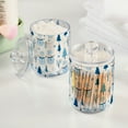 thumbnail image 2 of Yayeee 4 Pack Qtip Holder Bathroom Cotton Swab Canister with Lid Clear Dispenser Set, Blue Simple Cartoon Snowmen, 2 of 6
