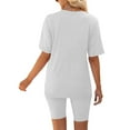 thumbnail image 4 of Admvng Two Piece Sets For Women Outfits Summer Short Sleeve Round Neck Shorts Sets S-2XL, 4 of 6