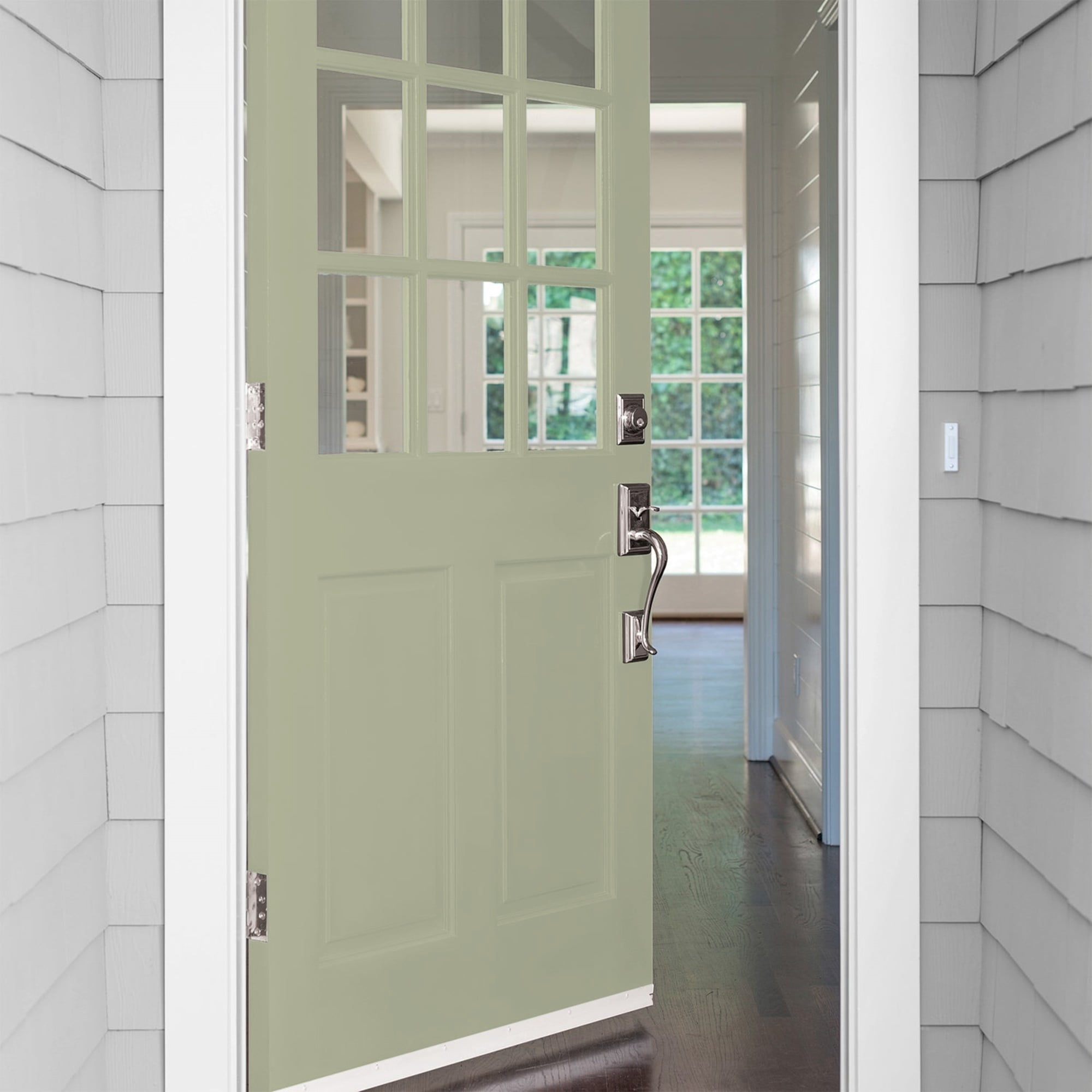 Glidden HEP Olive Sprig / Green Satin Exterior Paint with Primer, 1 Quart