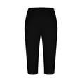 thumbnail image 5 of Stamzod Black Leggings Women Summer Solid Color High Waisted Stretch Capri Leggings Casual Slim Fit Plus Size Gym Leggings for Women Black F XL, 5 of 7
