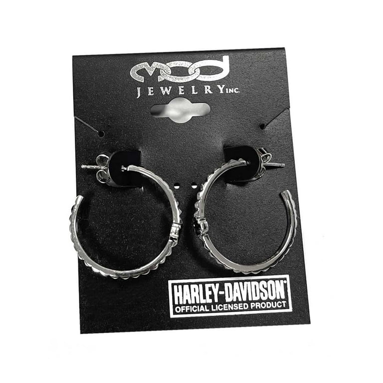 Harley-Davidson Orecchini Donna A Cerchio Multiplo – Pendenti Bar & Shield, Argento, Modello HDE0055
