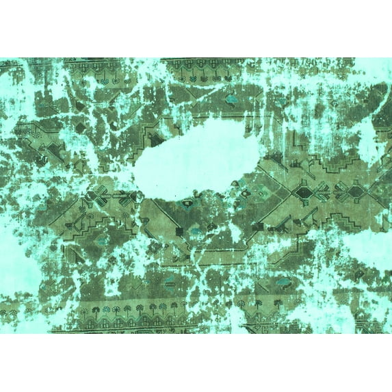 Ahgly Company Indoor Rectangle Abstract Turquoise Blue Modern Area Rugs, 2' x 3'