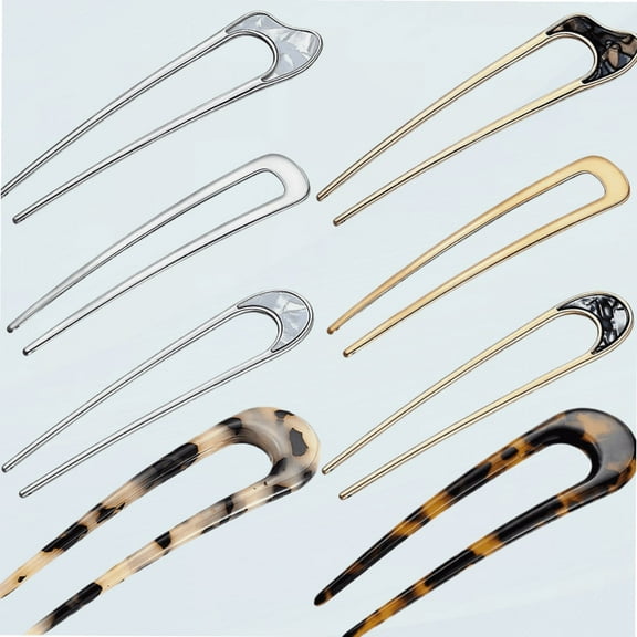 8 Pieces Shaped Hair Pins French Hair Pins Metal French Pins Vintage Hair Fork Hair Pin for Buns Women Girls Hairstyle Accessories (Cute Patterns)