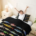 thumbnail image 3 of Erosebridal Colorful Fish Twin Bedding, Lake House Fishing Duvet Cover Set, Black Reversible, 1 Duvet Cover and 1 Pillowcase (No Comforter), 3 of 5