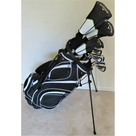 Left Handed Callaway Mens Golf Set Regular Flex Complete Driver, Fairway Wood, Hybrid, Irons, Putter, Stand (Best 4 Wood Golf Club)