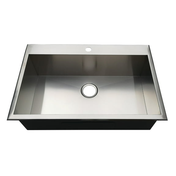 Gourmetier KDS322191BN Uptowne 32" Stainless Steel Self-Rimming Single Bowl Drop-In Kitchen Sink (1 Hole), Brushed