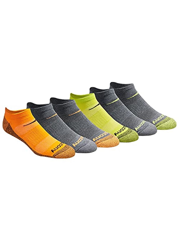 Men's Multi-Pack Mesh Ventilating Comfort Fit Performance No-Show Socks, Yellow Orange Charcoal Assorted (6 Pairs), Shoe Size: 8-12