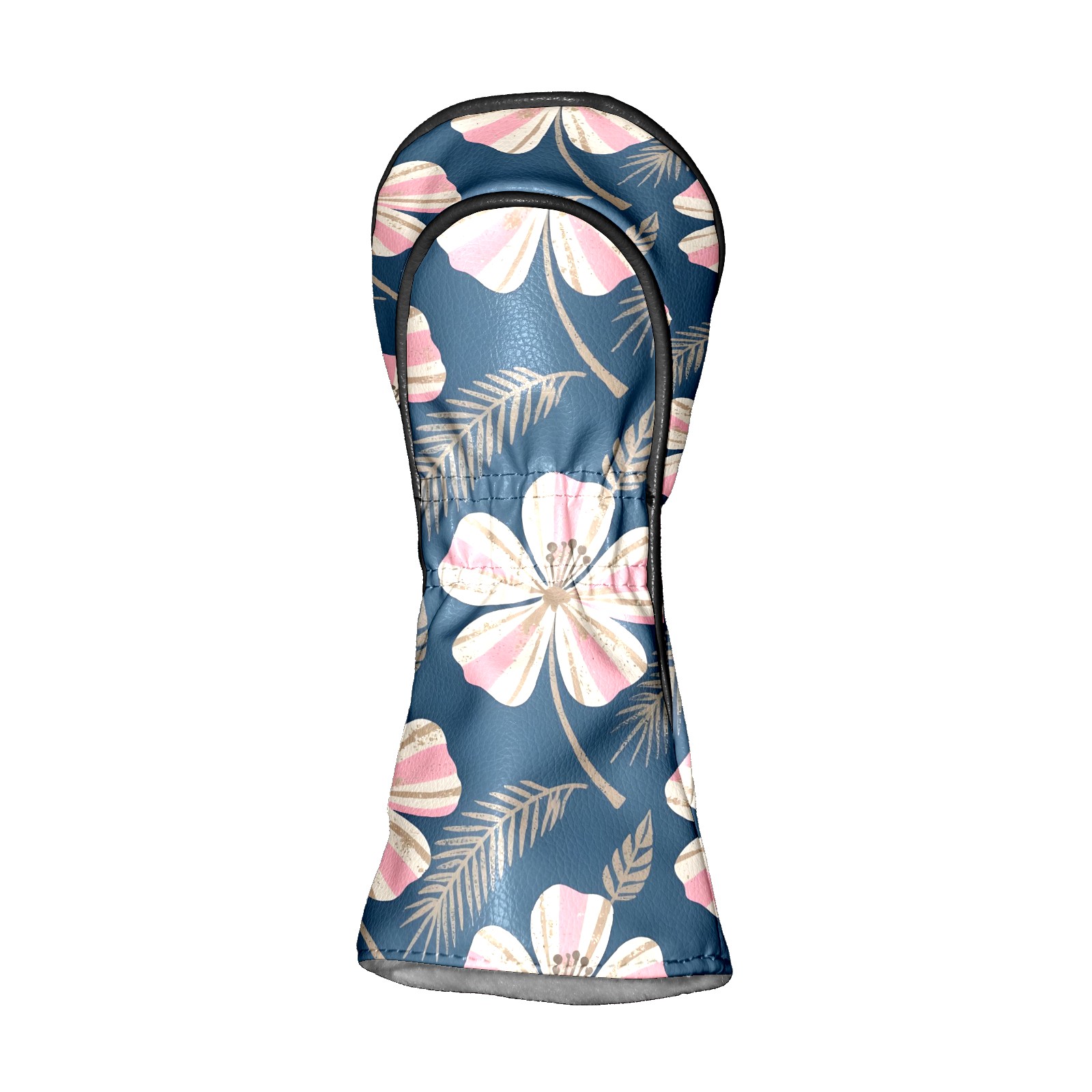 Golf Club Covers, Blue Floral Premium PU Leather Driver Hybrid Putter Head Covers with Velvet Lining, Waterproof Golf Gifts for Men Women