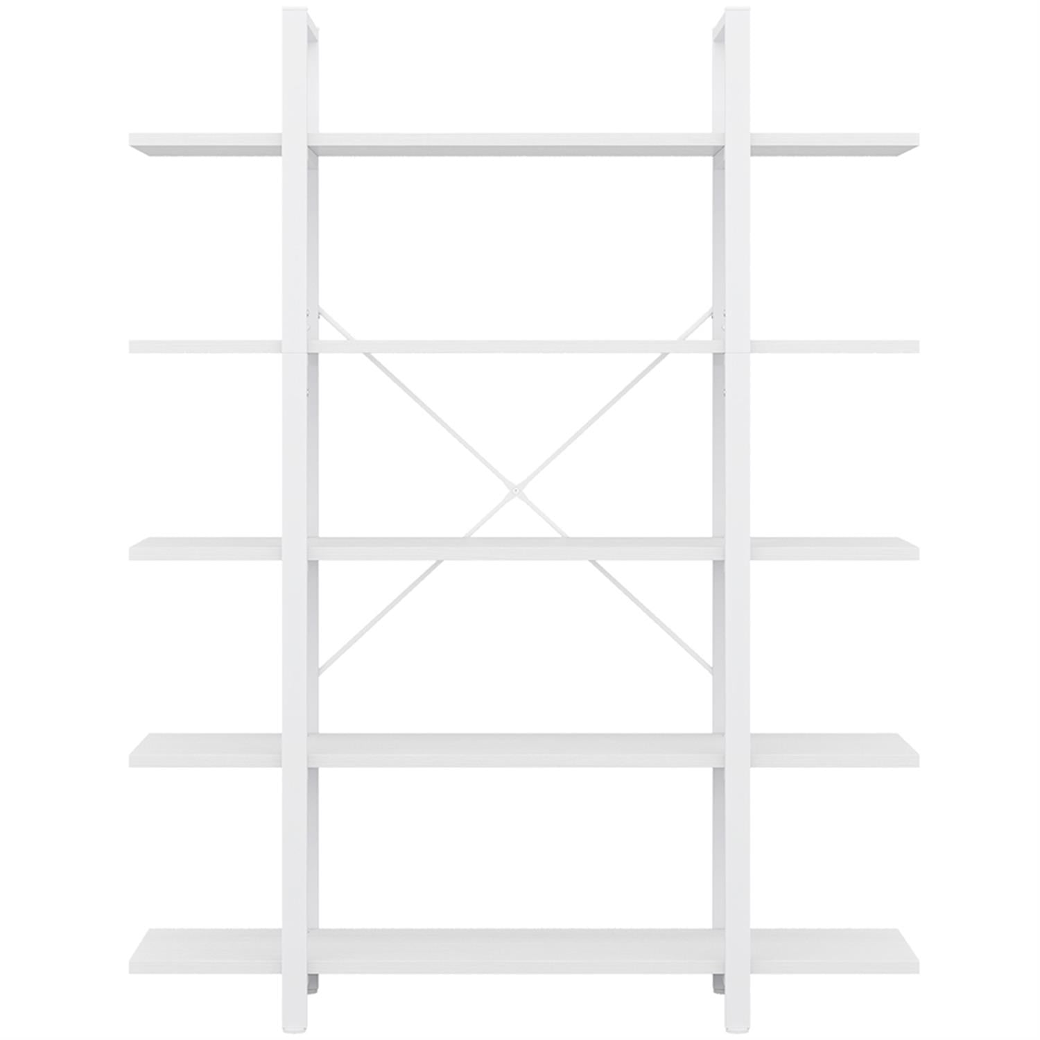 Demi Bonn 5 Tier Bookshelf, Bookshelves, Open Etagere Bookcase Shelf Storage Organizer, Free Standing Storage Shelving Unit for Bedroom, Living Room and Home Office, White