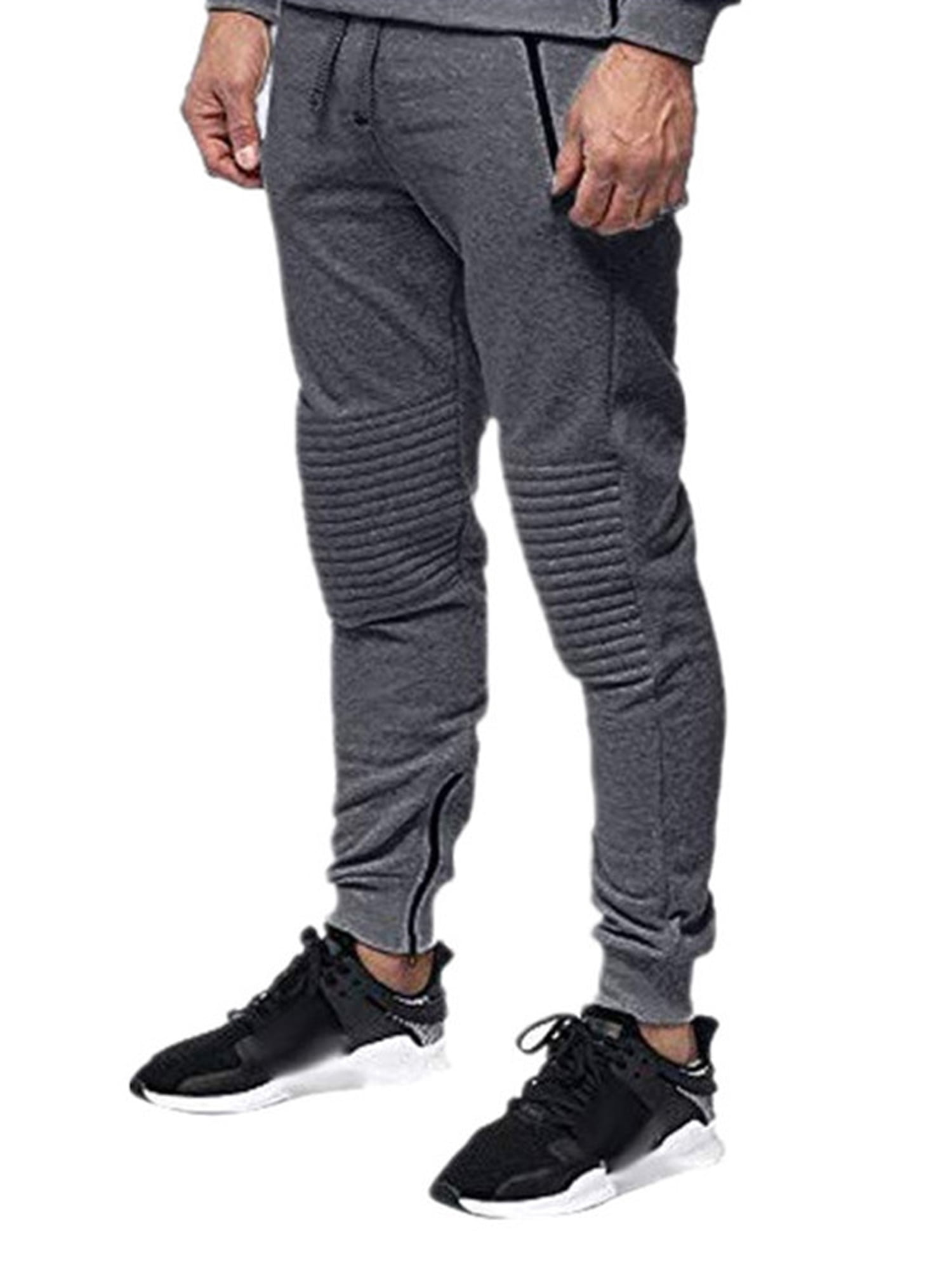 Wodstyle - Men's Athletic Joggers Drawstring Casual Sports Zipper Gym ...