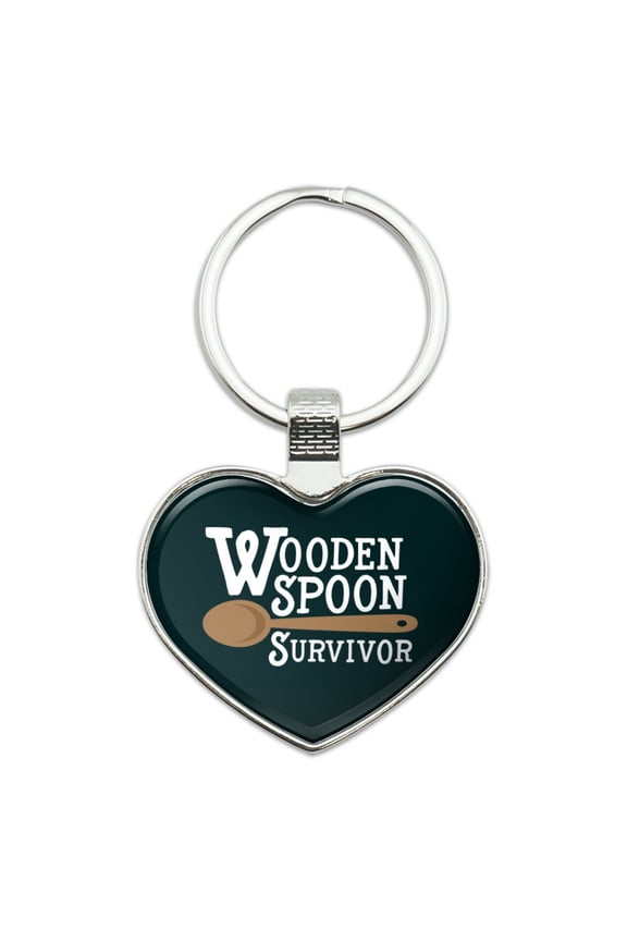 Wooden Spoon Survivor Funny Heart Love Metal Keychain Key Chain Ring
