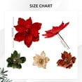 thumbnail image 3 of Glitter Poinsettia Christmas Artificial Flowers, Ongmies Artificial Glitter Flowers Christmas Ornaments - Picks for Tree, Wreath, Garland & New Year Xmas Decorations, Christmas Decorations Indoor, 3 of 9